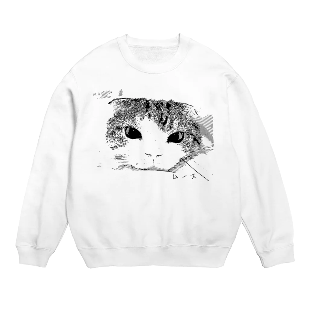 aoirenの猫のムース Crew Neck Sweatshirt