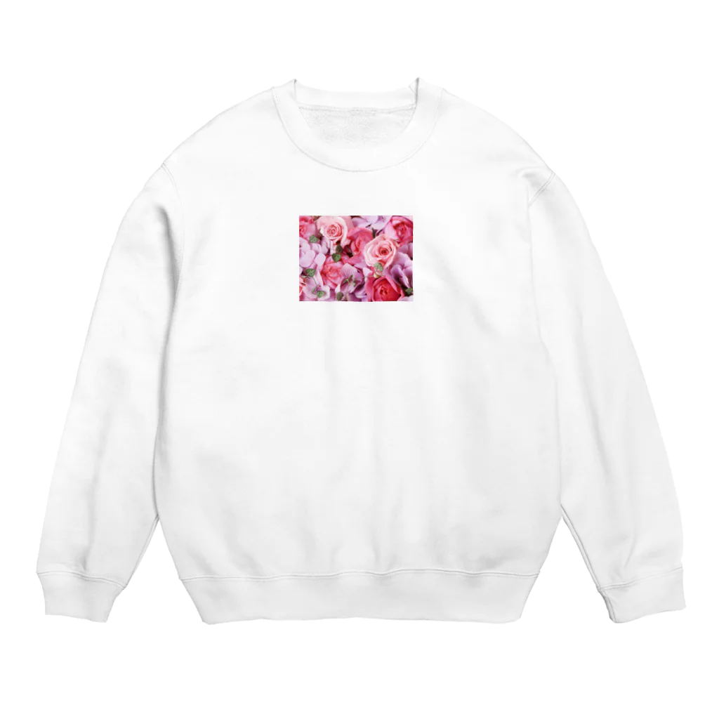 ♡Hearty flowers♡のRose (pink) Crew Neck Sweatshirt