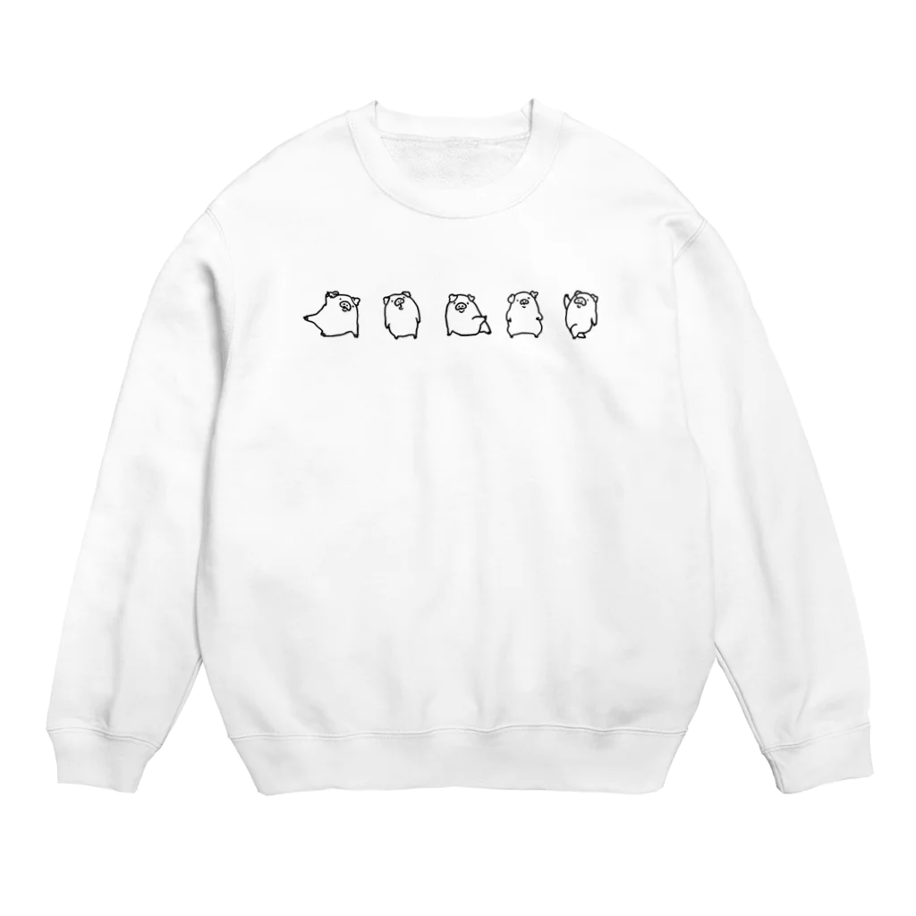 半熟おとめのゆるぶたさん(黒) Crew Neck Sweatshirt