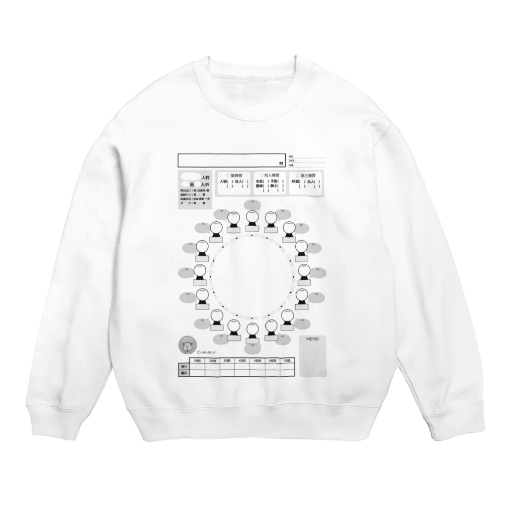 大阪人狼ラボの人狼ゲーム記録用 Crew Neck Sweatshirt