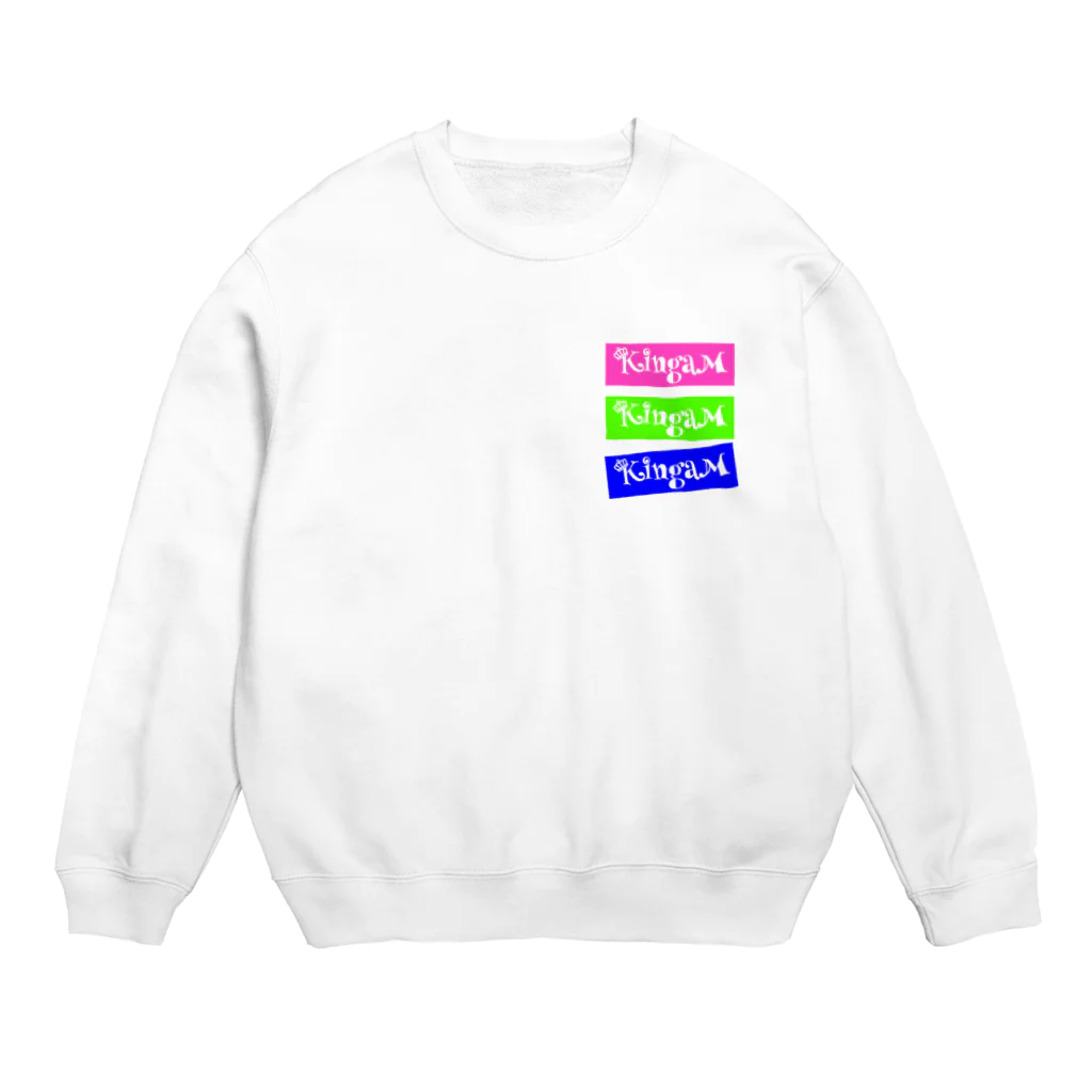 KingaMのボックスロゴ×3(ピンク・ミドリ・アオ) Crew Neck Sweatshirt