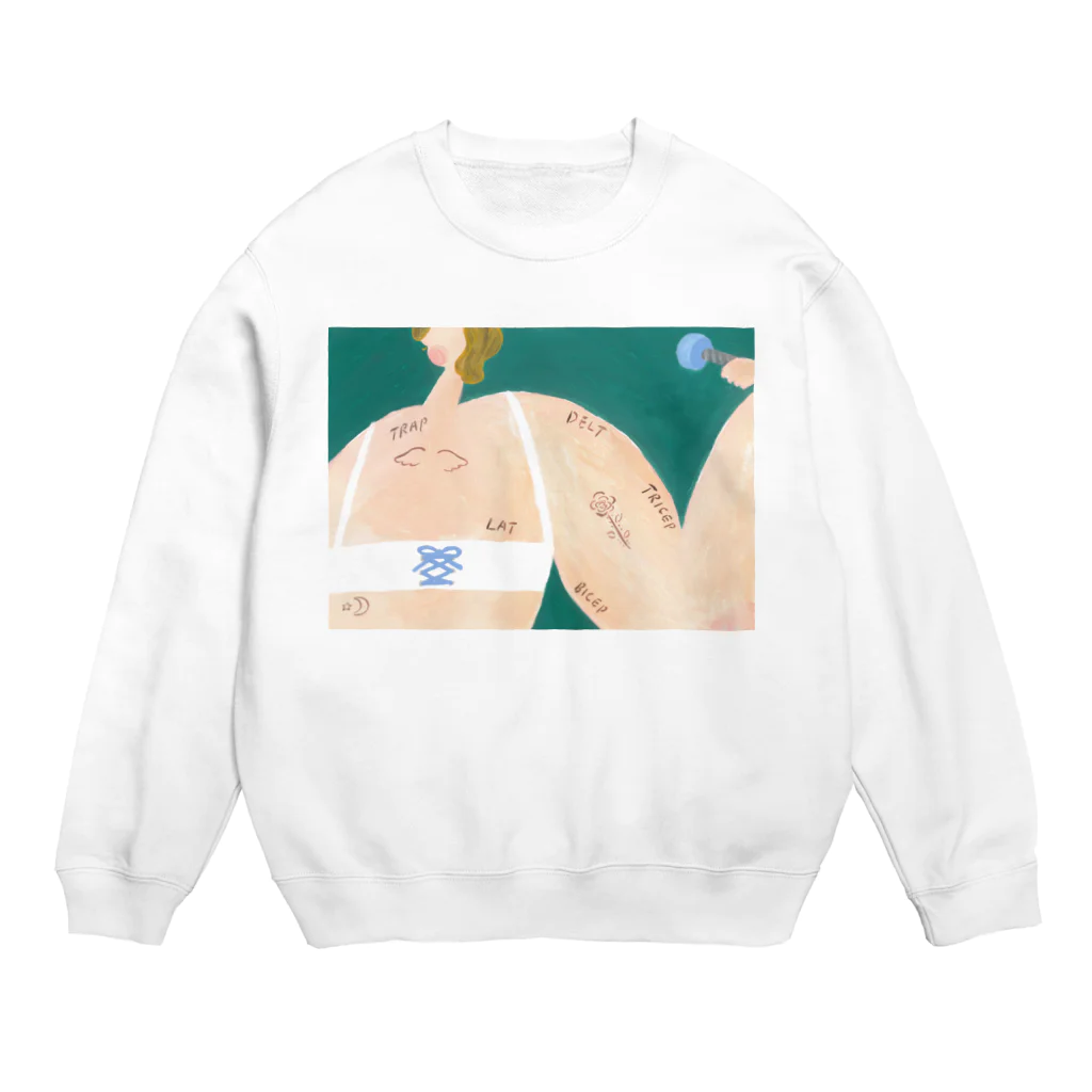 YA MARKETの筋肉タトゥーの女の子 Crew Neck Sweatshirt