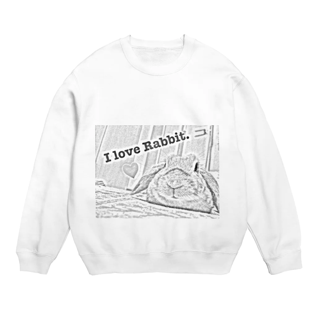 suzucafe"のI love Rabbit.モノクロ Crew Neck Sweatshirt