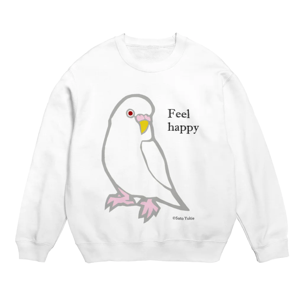 サトウユキエのハッピーインコ・セキセイアルビノ Crew Neck Sweatshirt