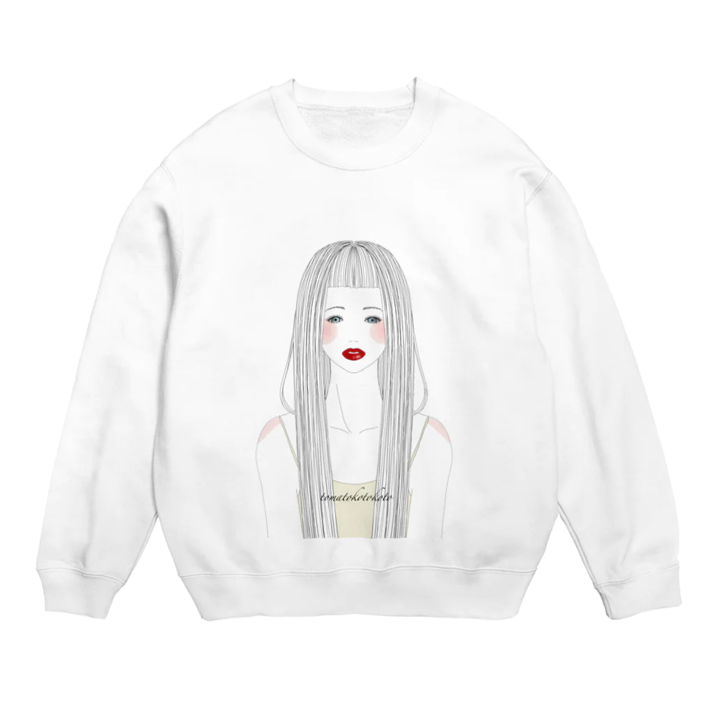 トマトコ ❇︎ イラストのロングヘアの女の子 Crew Neck Sweatshirt