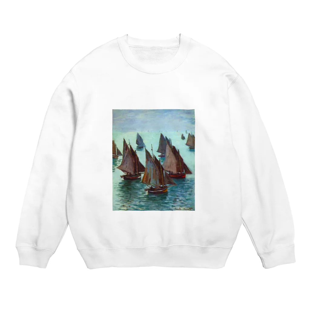 Art Baseのクロード・モネ/ 1868 / Fishing Boats, Calm Sea Crew Neck Sweatshirt
