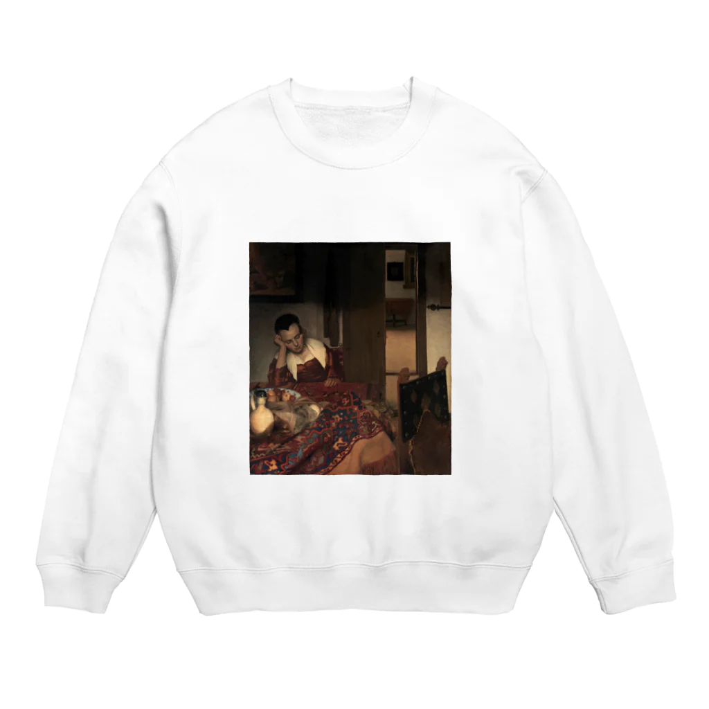 Art Baseの眠る女 / フェルメール(A maid asleep 1657) Crew Neck Sweatshirt