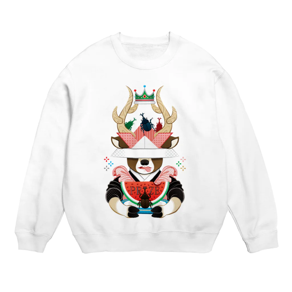 ねことりむし★CAT BIRD INSECTのカブトムシと西瓜（リメイク） Crew Neck Sweatshirt