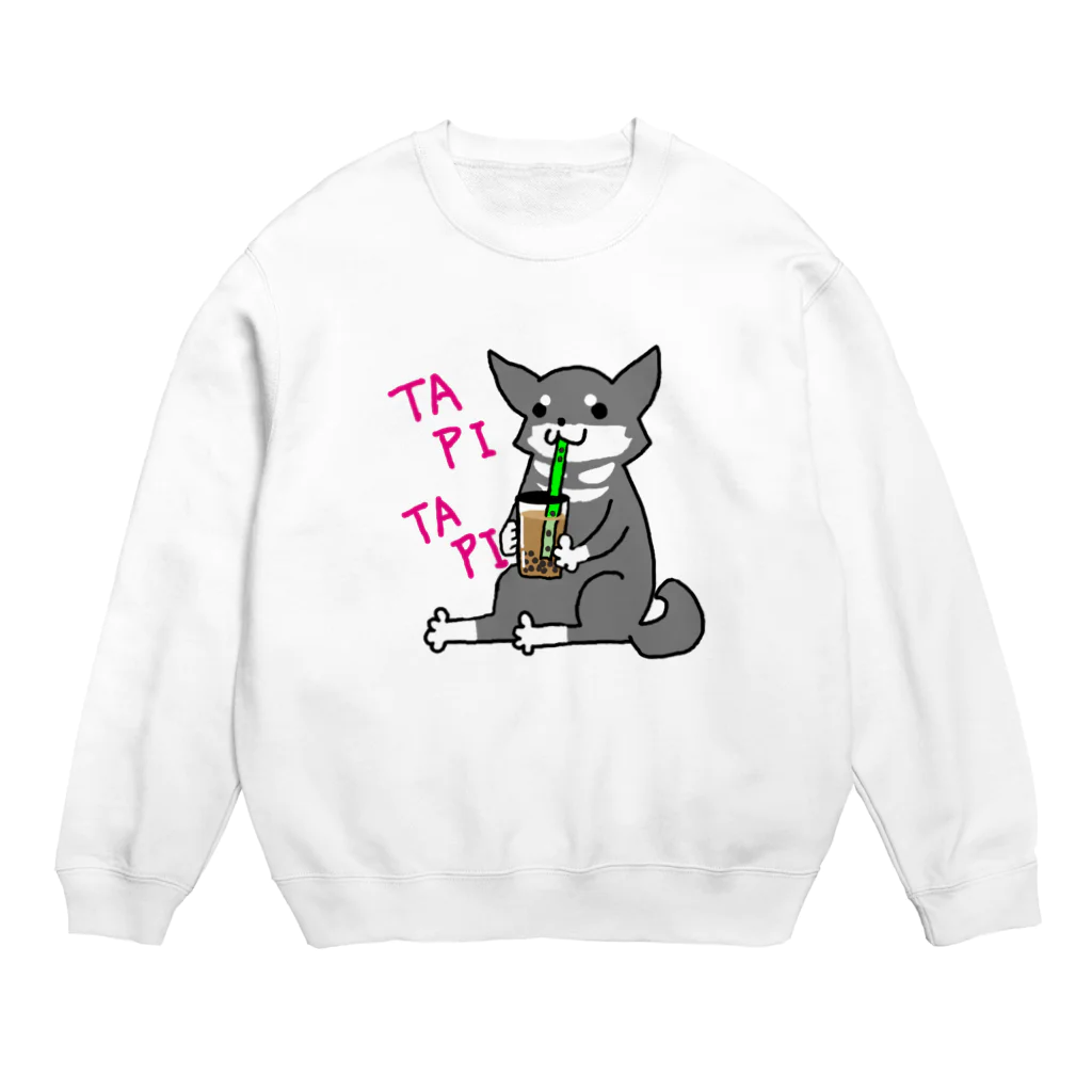 あずき母のタピタピ柴さん（黒柴） Crew Neck Sweatshirt