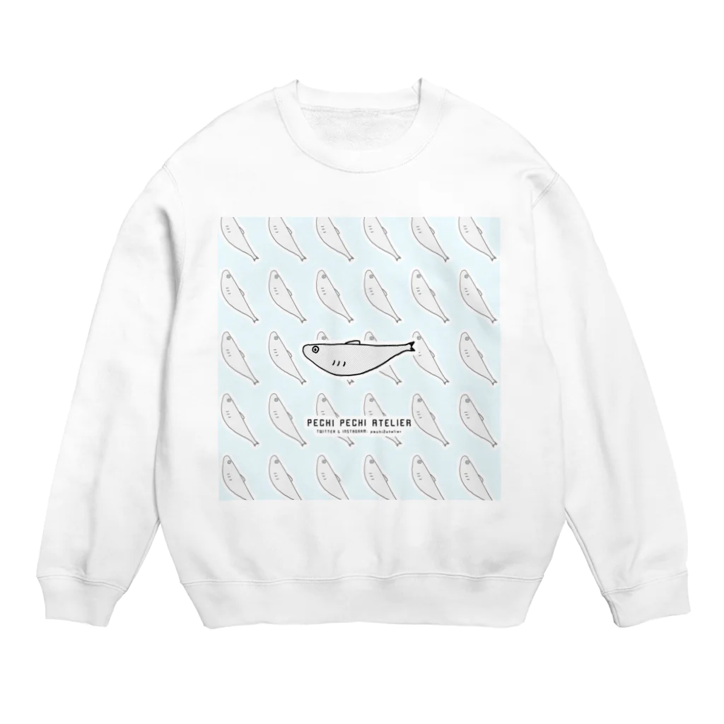 ぺちぺち工房 Pechi Pechi Atelierのししゃもがいっぱい Crew Neck Sweatshirt