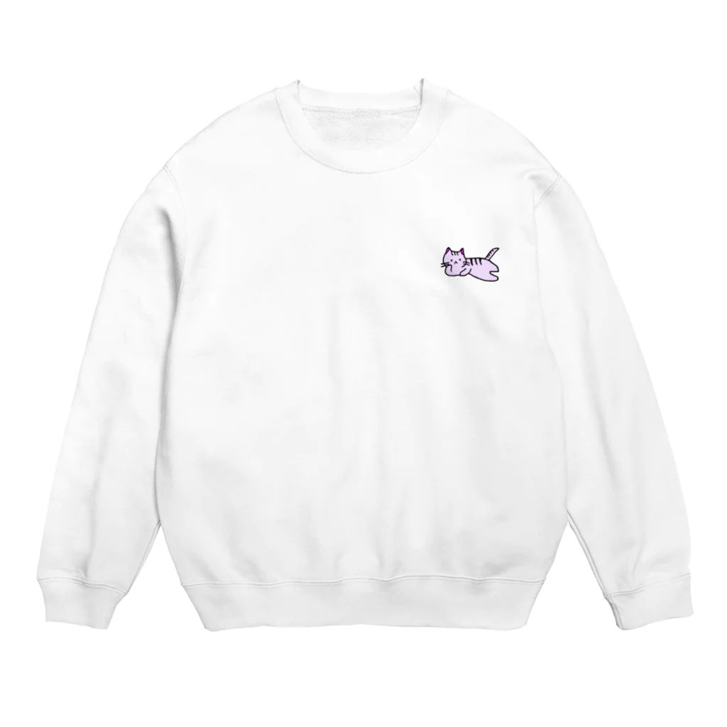 おもち屋さんのごろごろねこ（紫） Crew Neck Sweatshirt