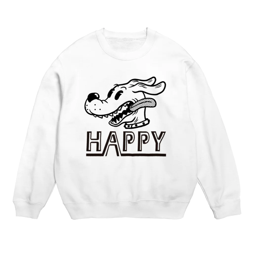 nidan-illustrationのhappy dog (black ink) Crew Neck Sweatshirt