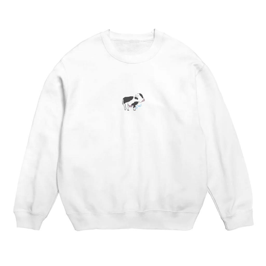 white_eyesのひょっこり子牛さん Crew Neck Sweatshirt