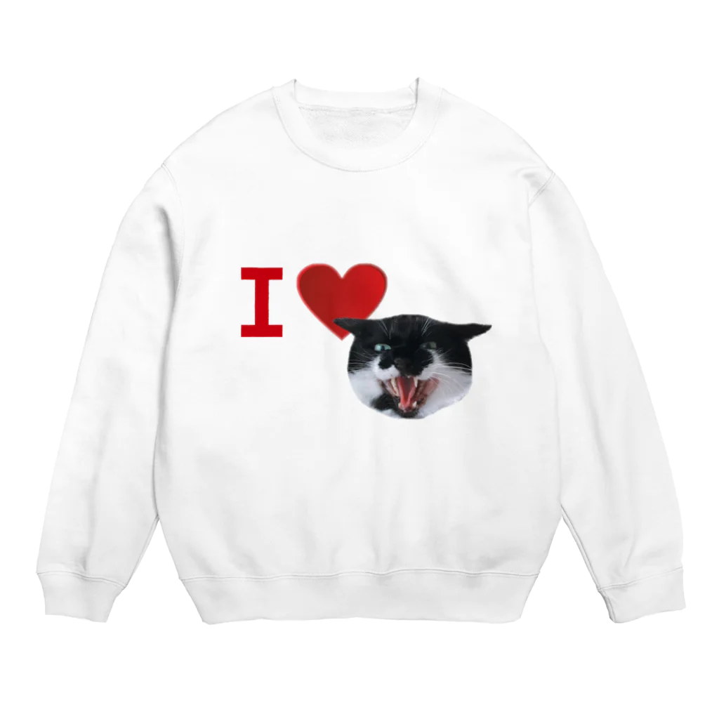 保護猫活動中すみパンさんへの支援ッズ！のNo.18 あいらぶバットにゃん♪ Crew Neck Sweatshirt