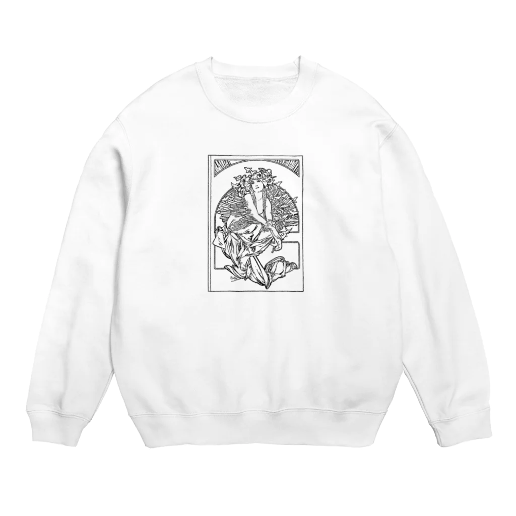 Art Baseのミュシャ / 1897 /Coverage for the volume of grandmothers Songs / Alphonse Mucha Crew Neck Sweatshirt