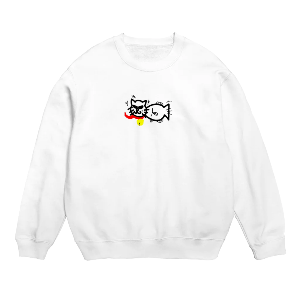 海釣り小僧の魚にゃん(さかにゃん) Crew Neck Sweatshirt