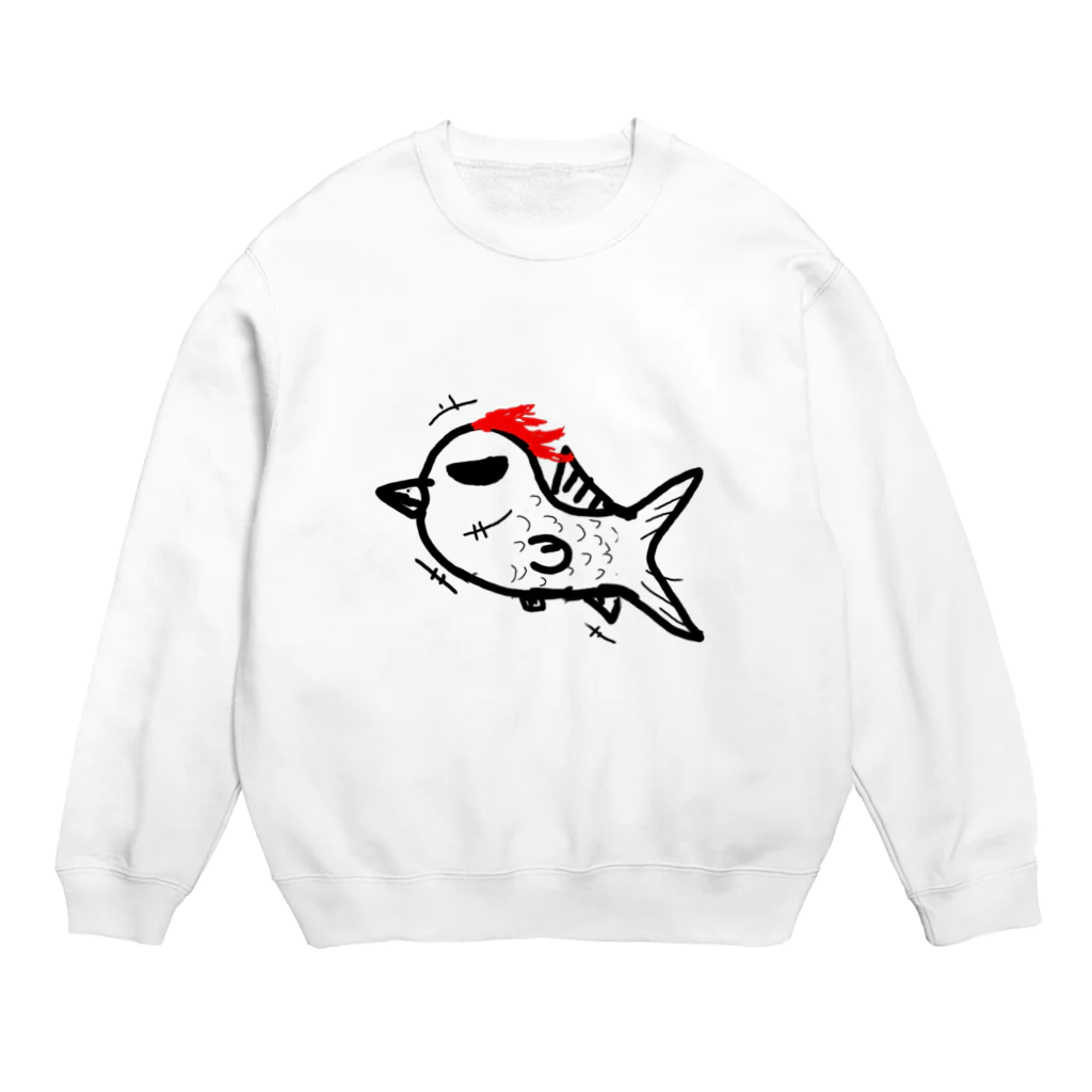 海釣り小僧のコケコッ魚(こけこっうお) Crew Neck Sweatshirt