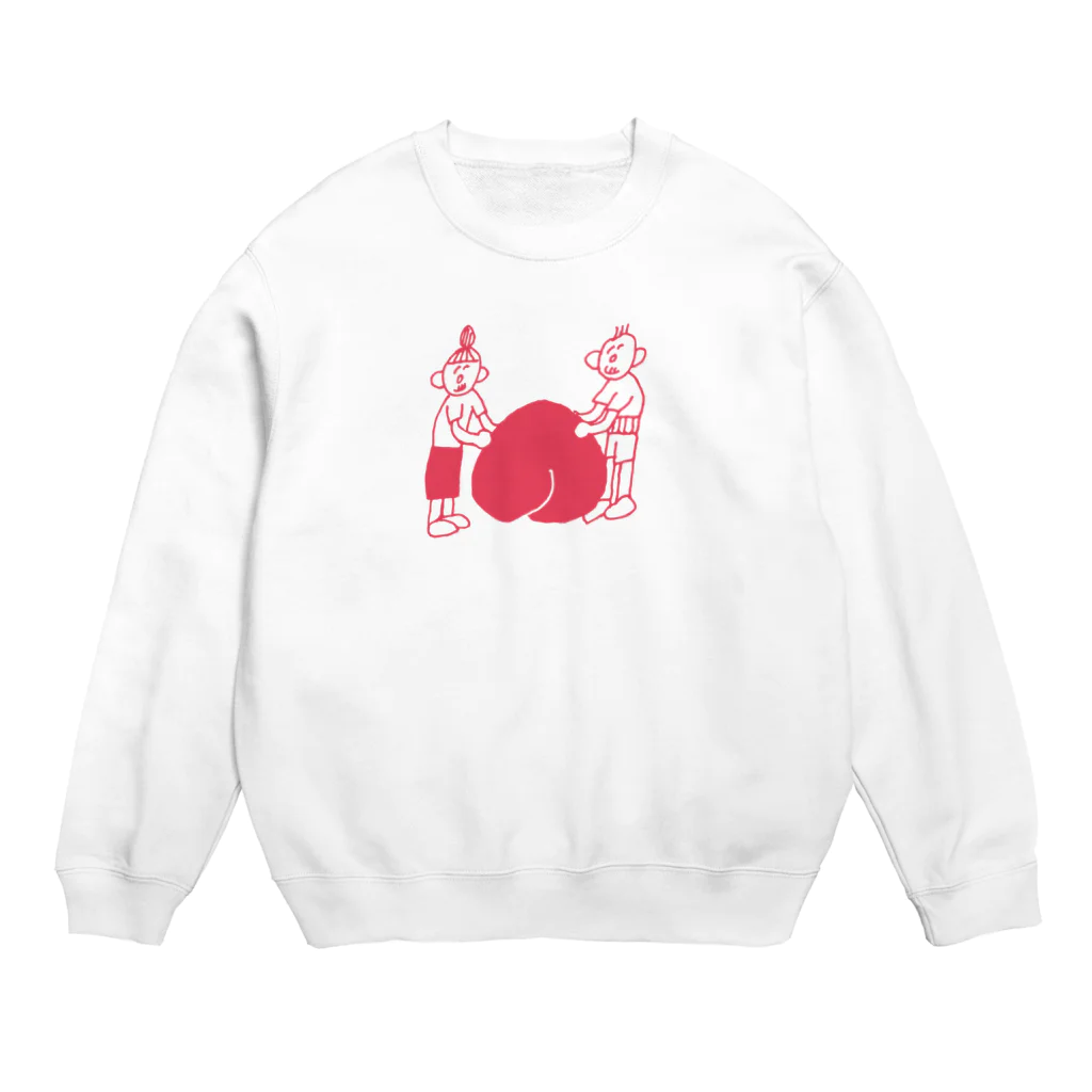 すごたのの桃に寄り添うじいとばあ Crew Neck Sweatshirt