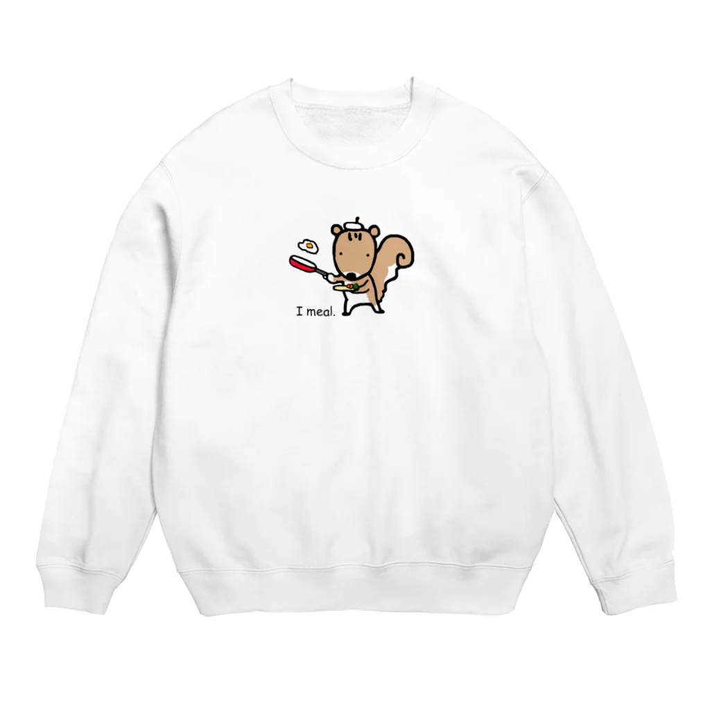 pinkychocolatの天才りす画伯　ごはんだよ Crew Neck Sweatshirt