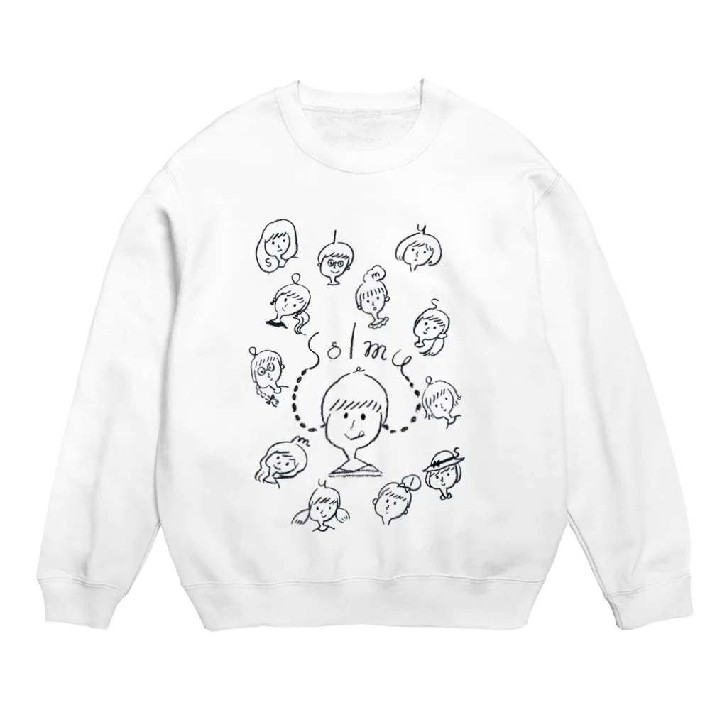 神戸雑貨屋solmu てんちょーのsolmuちゃん(総柄)モノクロ Crew Neck Sweatshirt