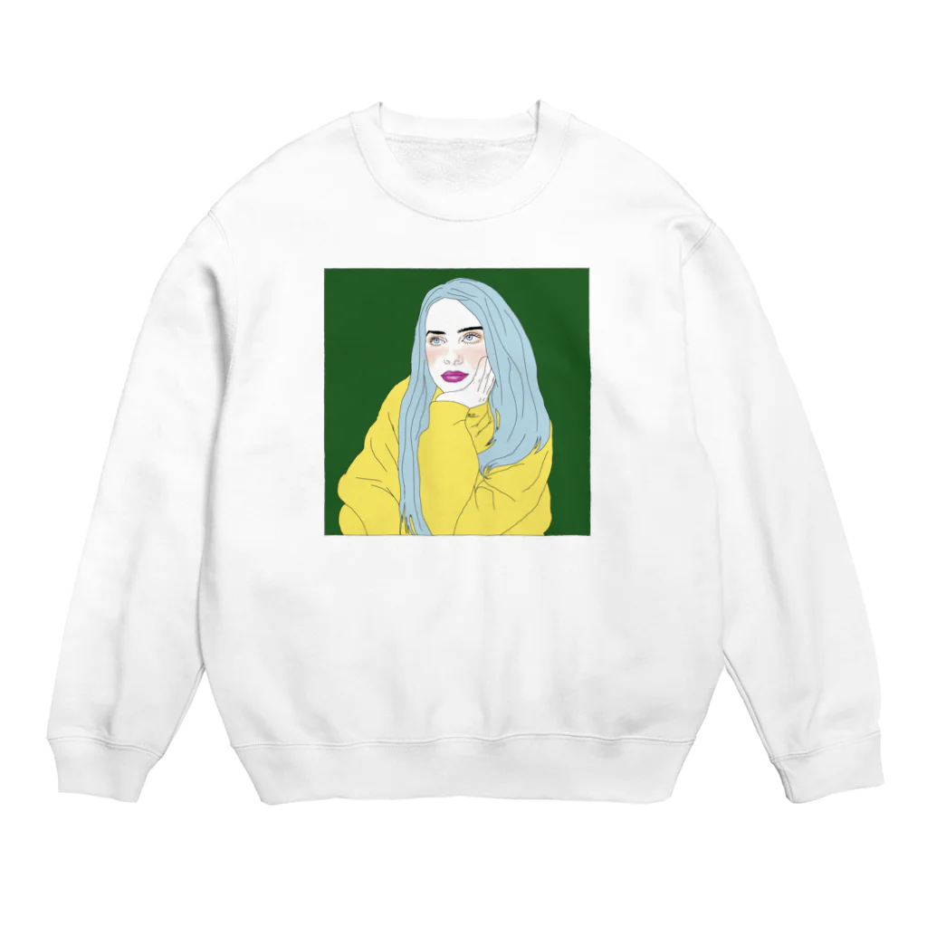 Girl_To_LadyのBlue Hair Girl Crew Neck Sweatshirt