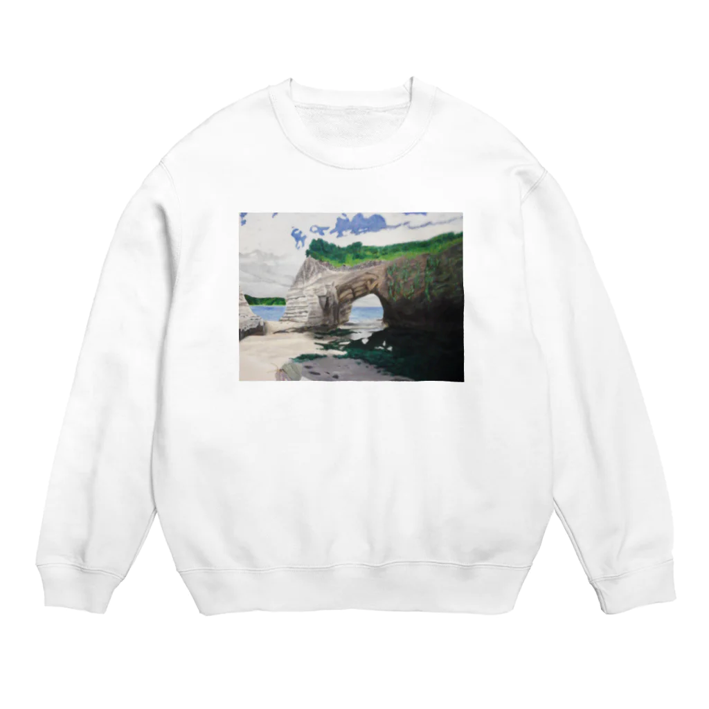 タコ夜勤@スタンプ制作致しますの海辺のデザイン　油彩風 Crew Neck Sweatshirt