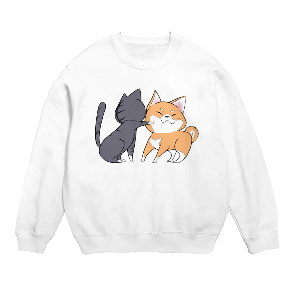 スナネコシンドバッド SUZURIキャラバンのしばねこネコパンチ Crew Neck Sweatshirt