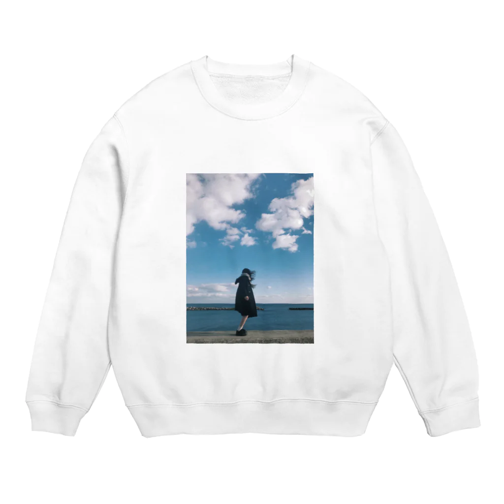 はくの青い少女 Crew Neck Sweatshirt