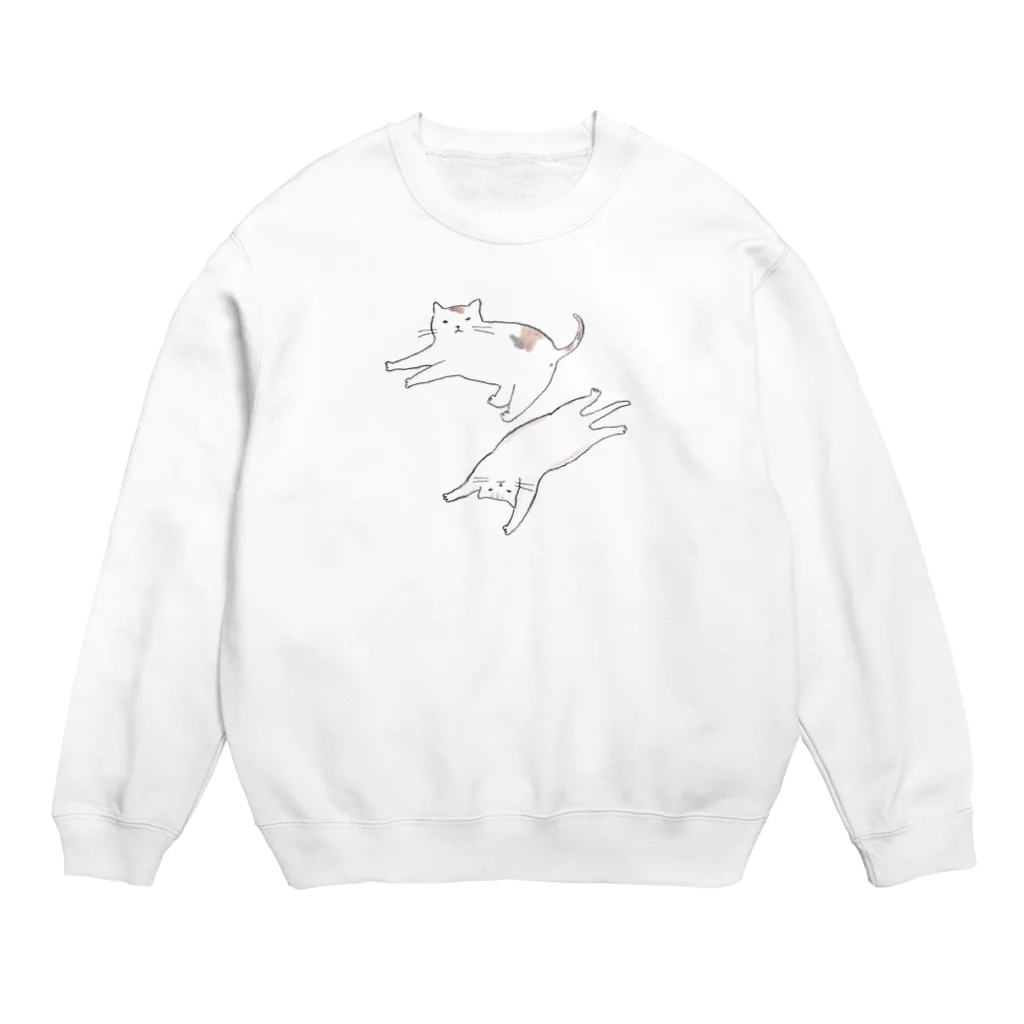 りゅうのすけの二匹の自堕落なネコ Crew Neck Sweatshirt