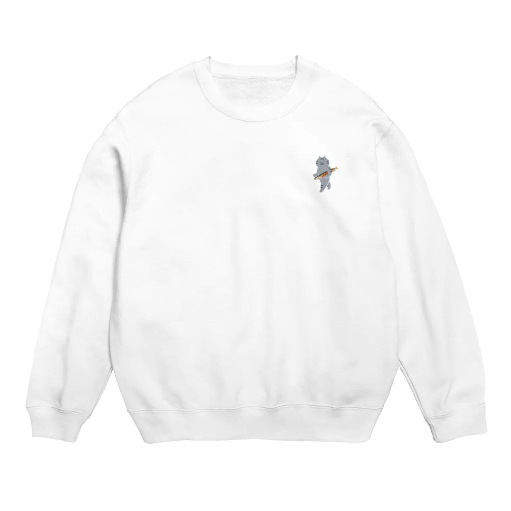 SUIMINグッズのお店の【小】盗んだ焼きサンマと歩き出すねこ Crew Neck Sweatshirt