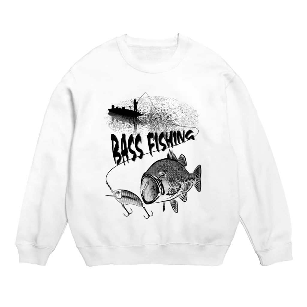 猫と釣り人のBLACK BASS2_1K Crew Neck Sweatshirt