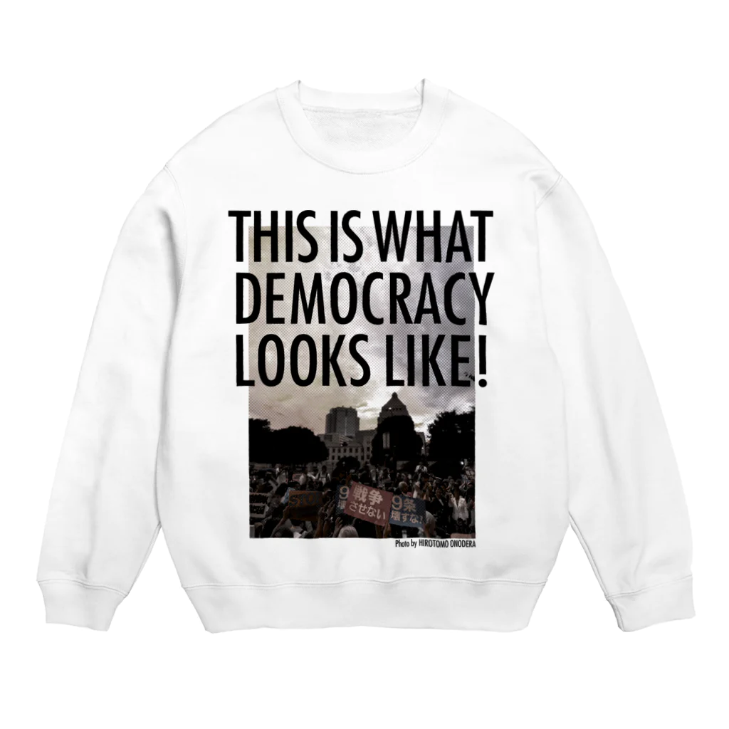 小野寺宏友の色生地用 WHAT'S DEMOCRACY? モノクロ Crew Neck Sweatshirt