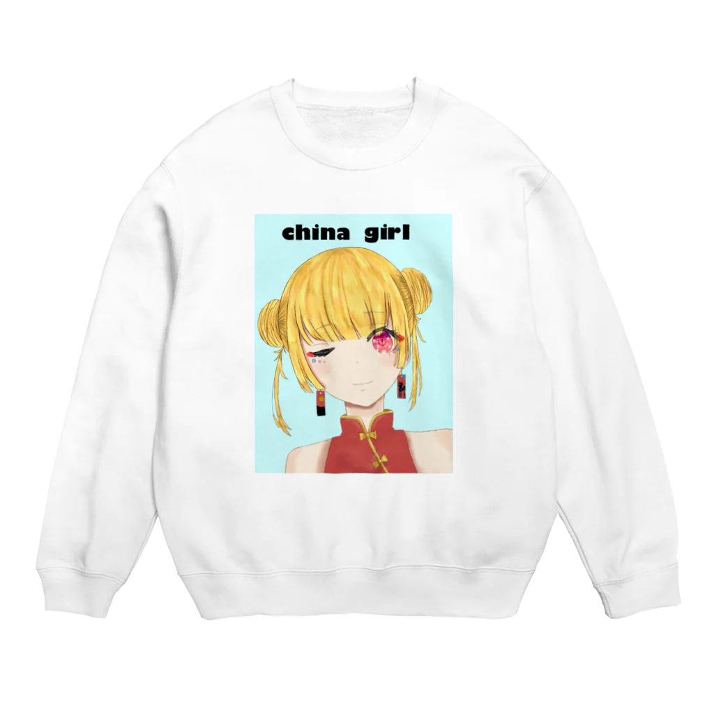 nolife＊のちゃチャイナ服の女の子💘 Crew Neck Sweatshirt