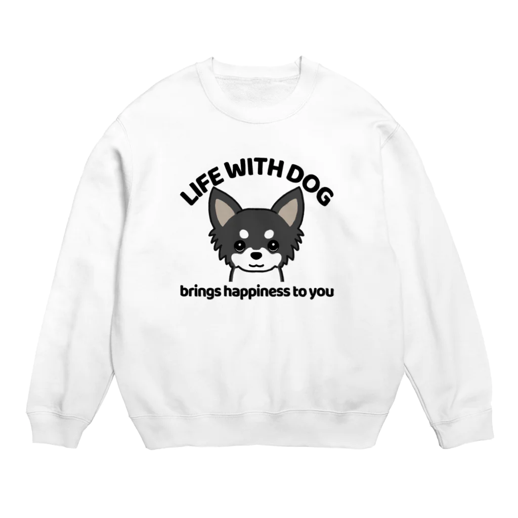 efrinmanの犬と共に（チワワ黒系） Crew Neck Sweatshirt