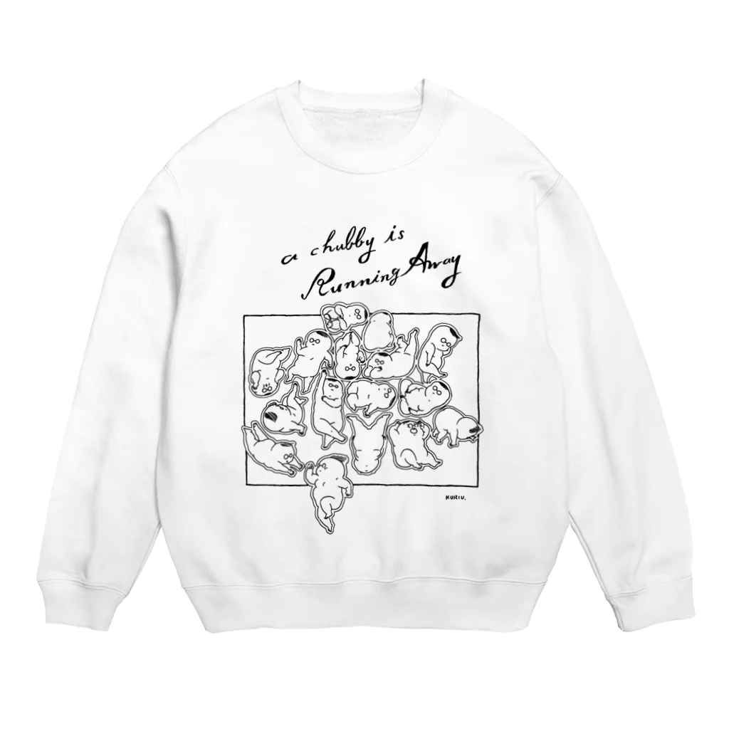 モゲルヤ！のa chubby is running away Crew Neck Sweatshirt