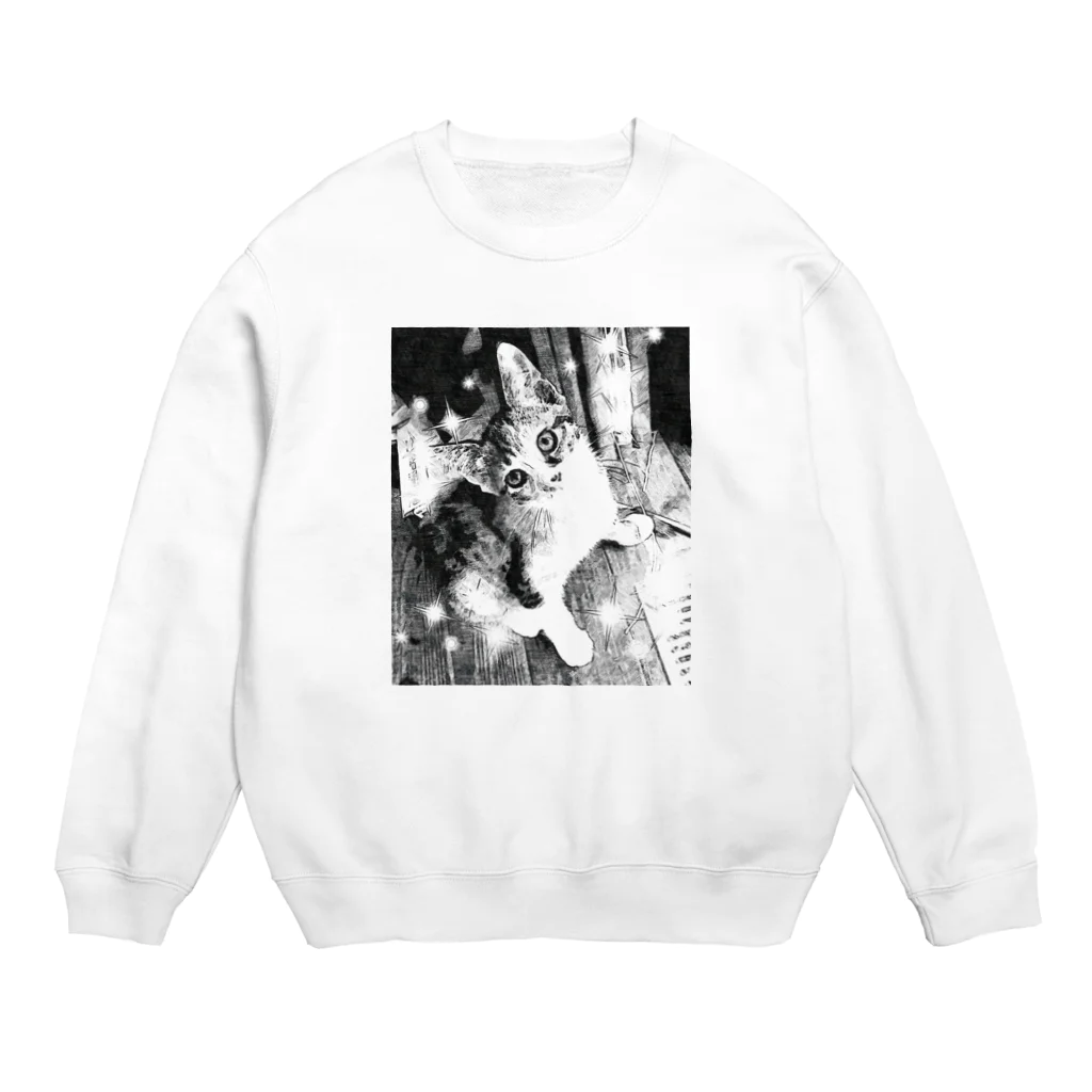 YUKO-YUKOのカメラ目線ネコちゃん♥️(モノクロ) Crew Neck Sweatshirt