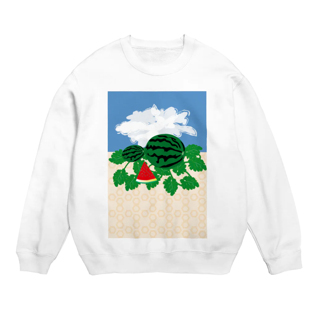 ジルトチッチのデザインボックスのスイカ畑の真っ赤なスイカのグッズです Crew Neck Sweatshirt