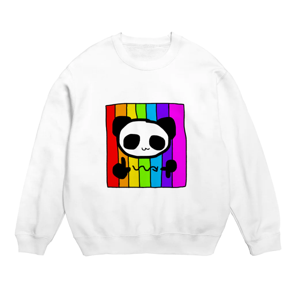 248-nijiya-のLGBT手話パンダ Crew Neck Sweatshirt