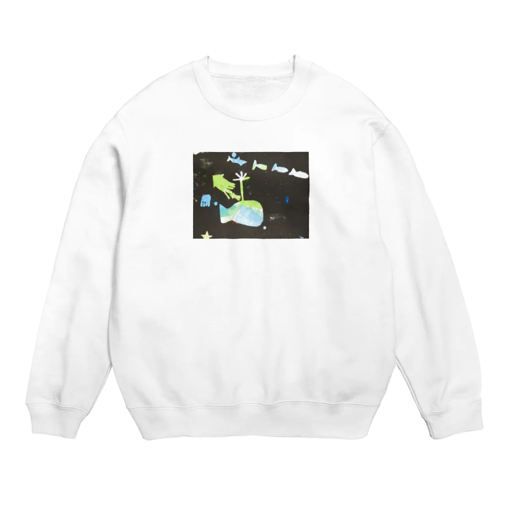 マフィンの宇宙にいる魚 Crew Neck Sweatshirt