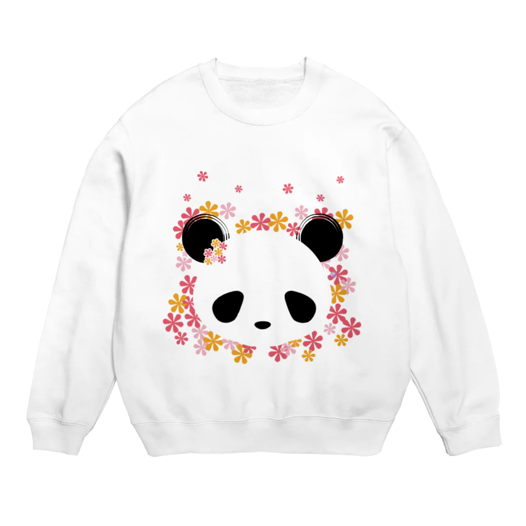 熊猫惑星の花パンダ Crew Neck Sweatshirt