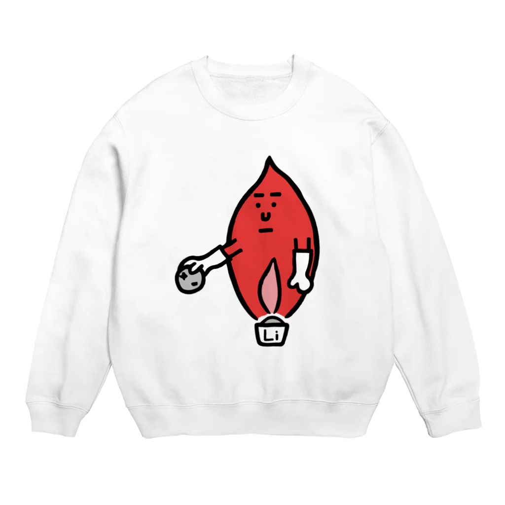 うえたに夫婦のキャラNo.59炎色反応レッド（リチウム） Crew Neck Sweatshirt