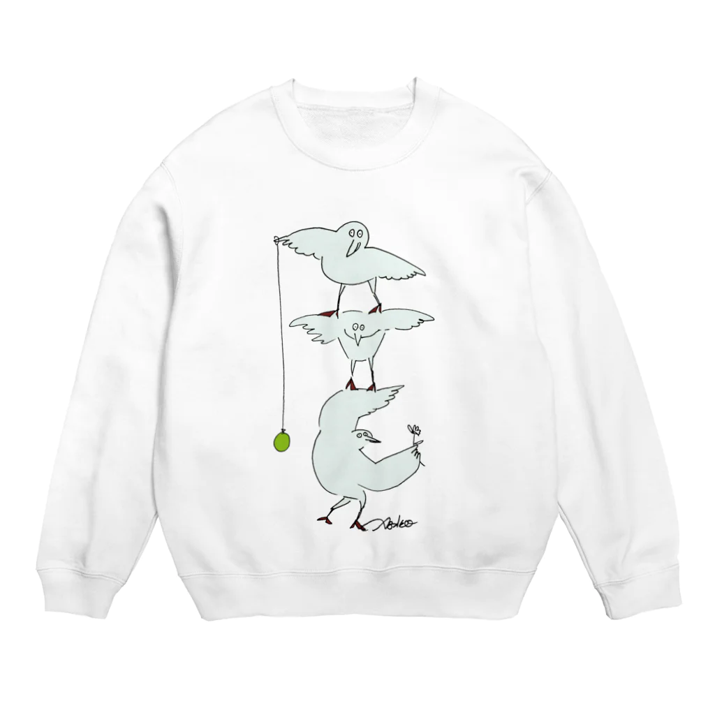 ohaguro-usakoのthree birds=三羽のトリ君 Crew Neck Sweatshirt