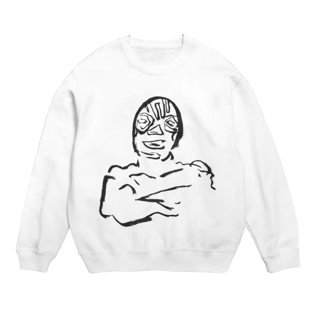 ガイコツギターのムキムキマスクマン Crew Neck Sweatshirt