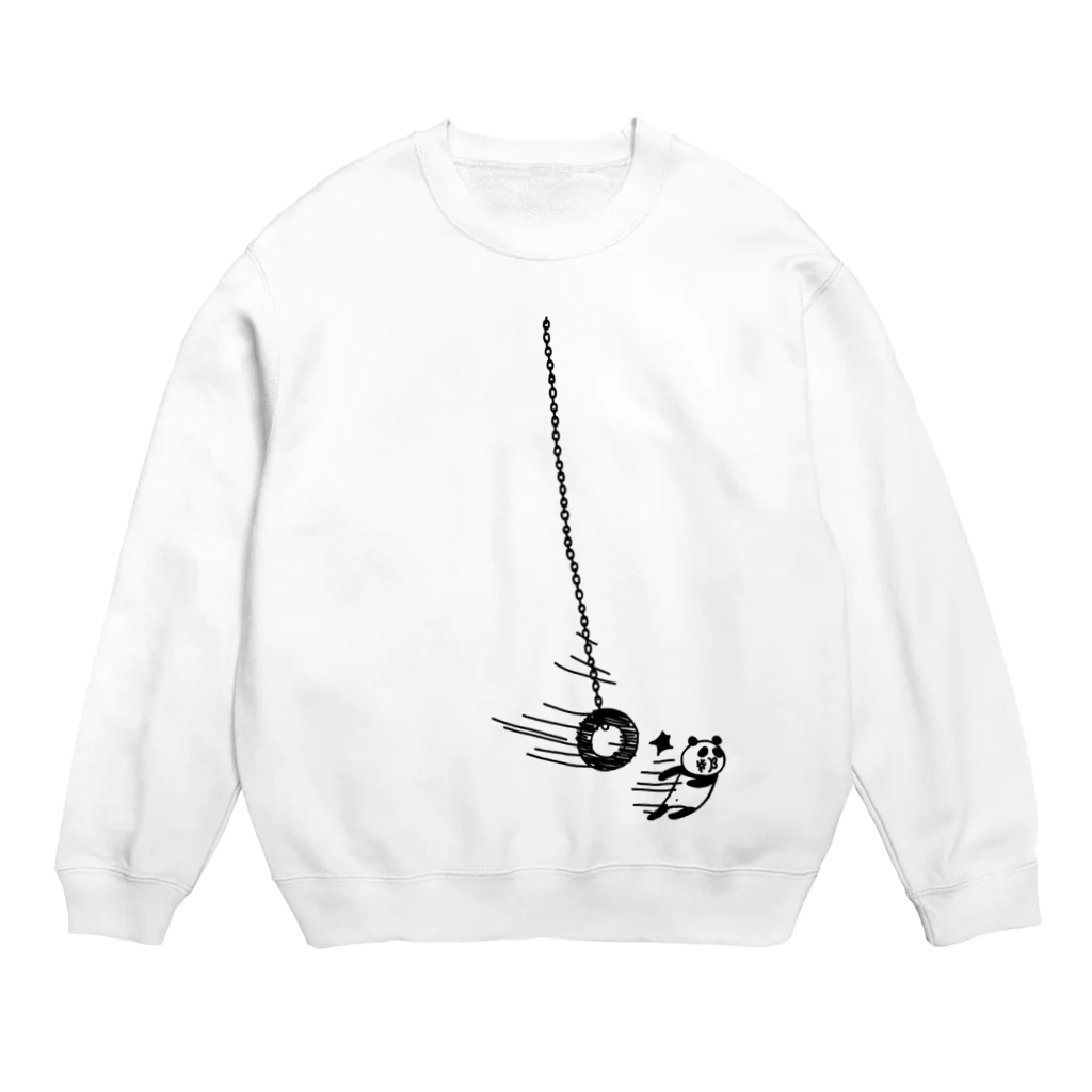 PokuStarのタイヤで遊ぶパンダ Crew Neck Sweatshirt