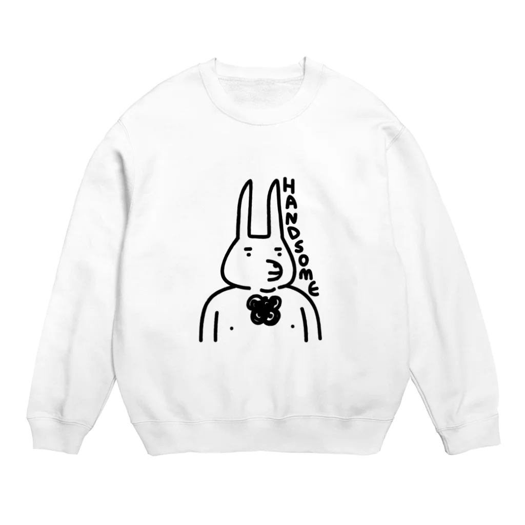 PokuStarのハンサムウサギ Crew Neck Sweatshirt