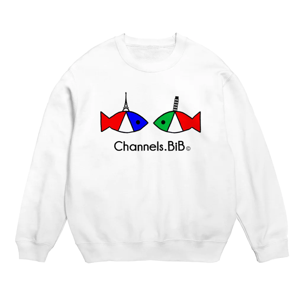 Channels.BiBのさかなロゴ　いたりあくんとふらんすくん Crew Neck Sweatshirt
