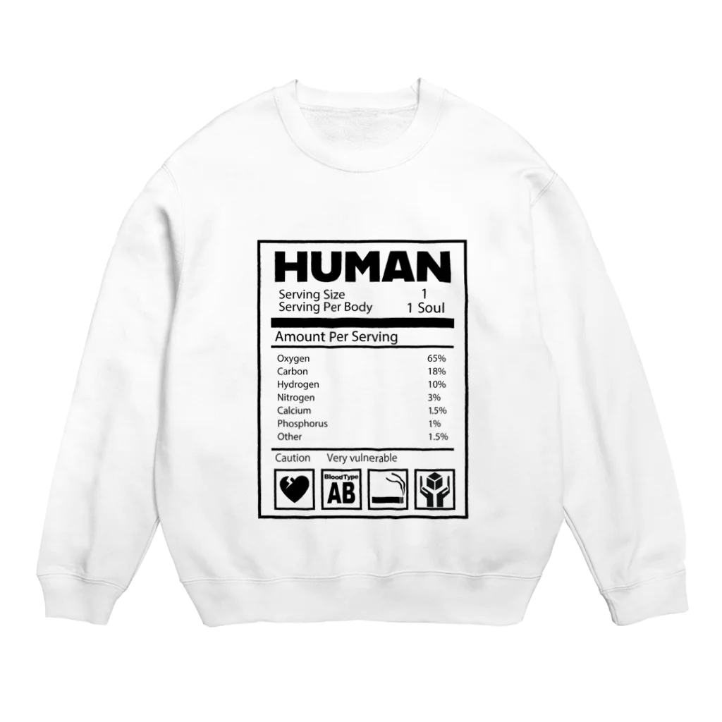 織篠オルノの人間成分表（AB型） Crew Neck Sweatshirt