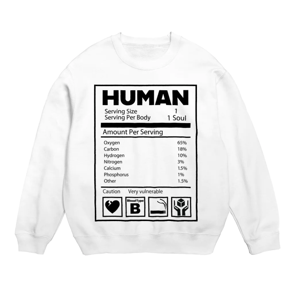 織篠オルノの人間成分表（B型） Crew Neck Sweatshirt