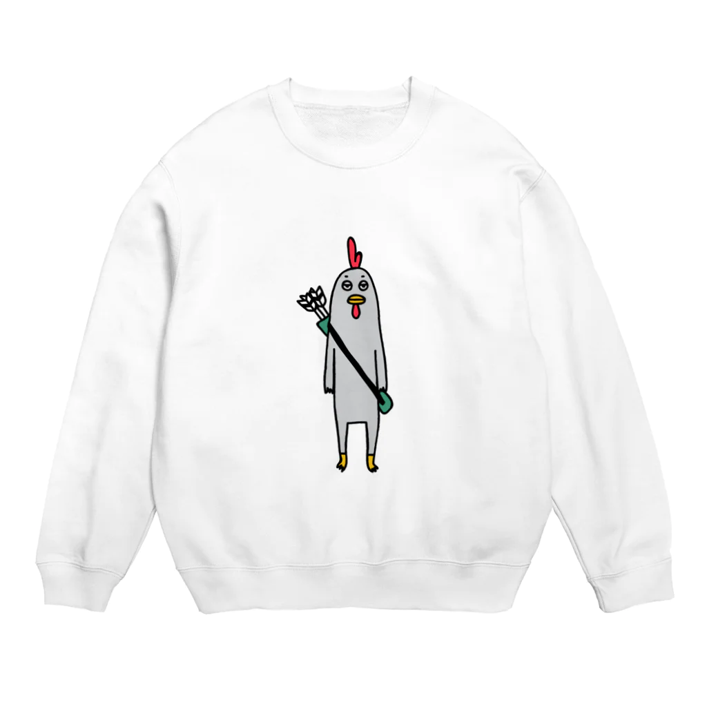 PokuStarのスマートな弓道ニワトリ Crew Neck Sweatshirt