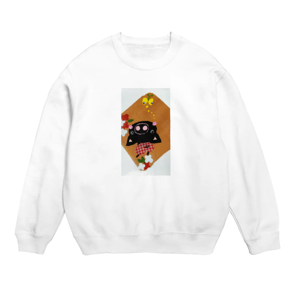 Sumigonの黒ぶたさんとちょうとはな Crew Neck Sweatshirt